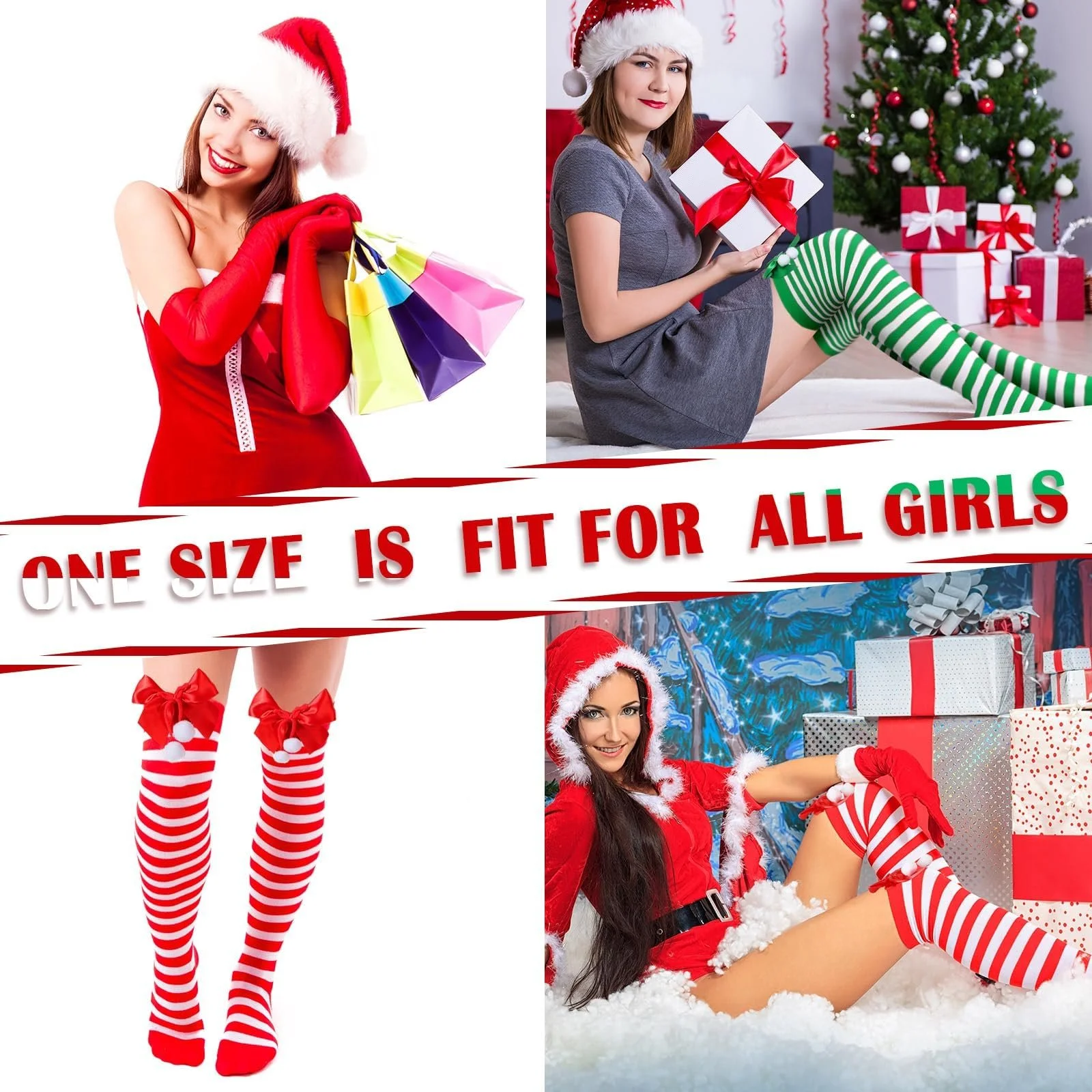 2 пари різдвяних гольфів до коліна, фото №6 2 пари різдвяних гольфів до коліна, фото №6