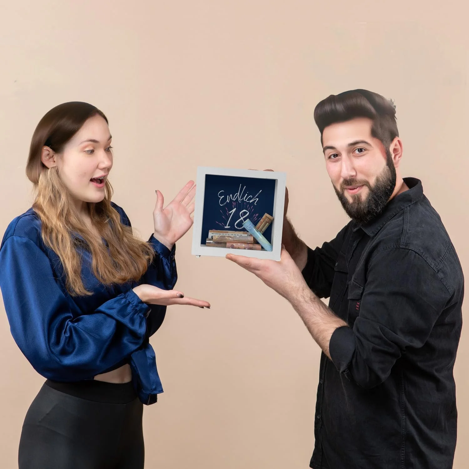 Скарбничка-рамка Endlich 18 "Herzlichen Glückwunsch" дерев'яна, фото №7