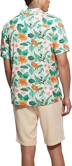 Мужская рубашка GUESS / с короткими рукавами и эко-флюидным принтом / Разноцветная, фото №3