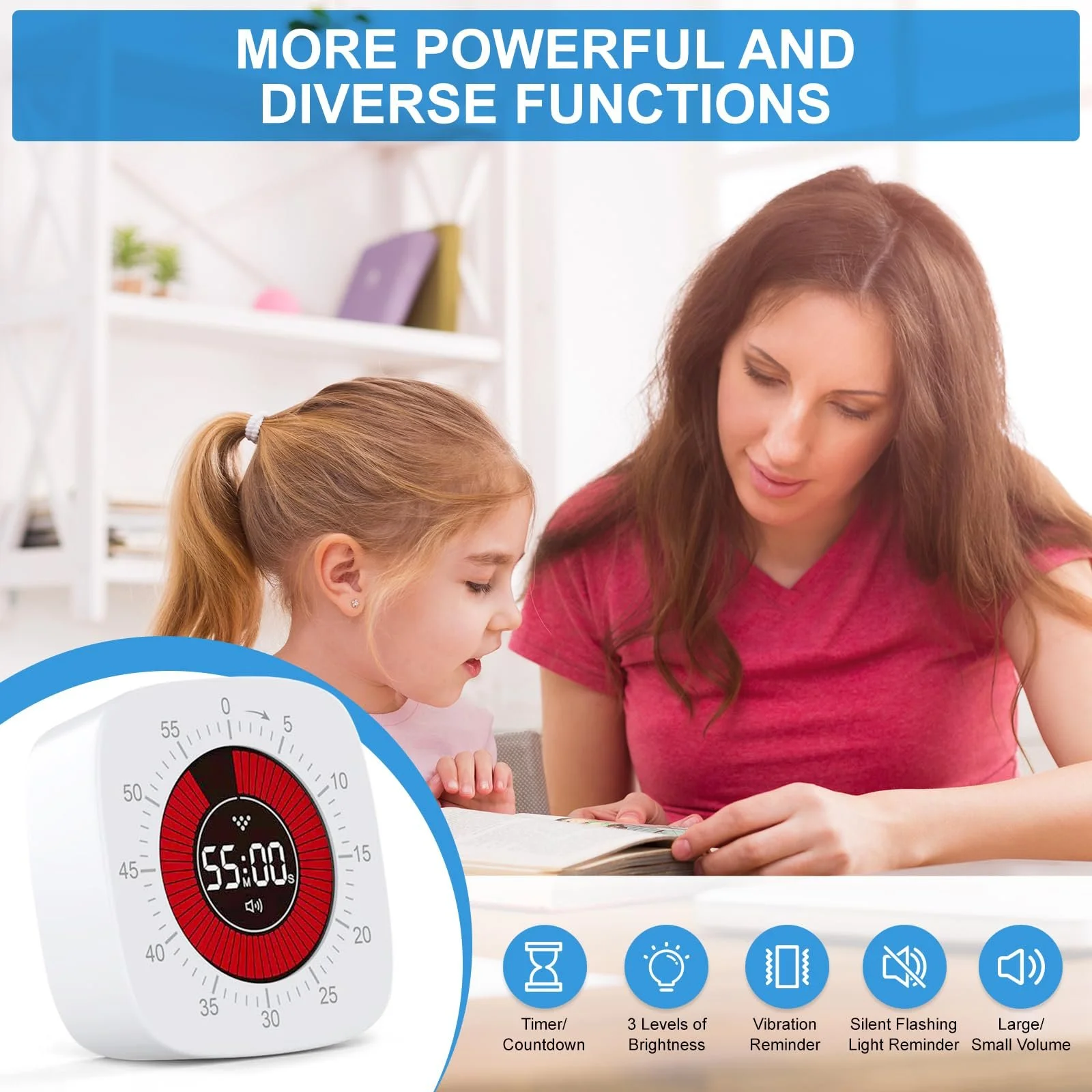 Визуальный таймер Cuteefun 60 минут аккумуляторный Pomodoro Mute & Vibrate, фото №2