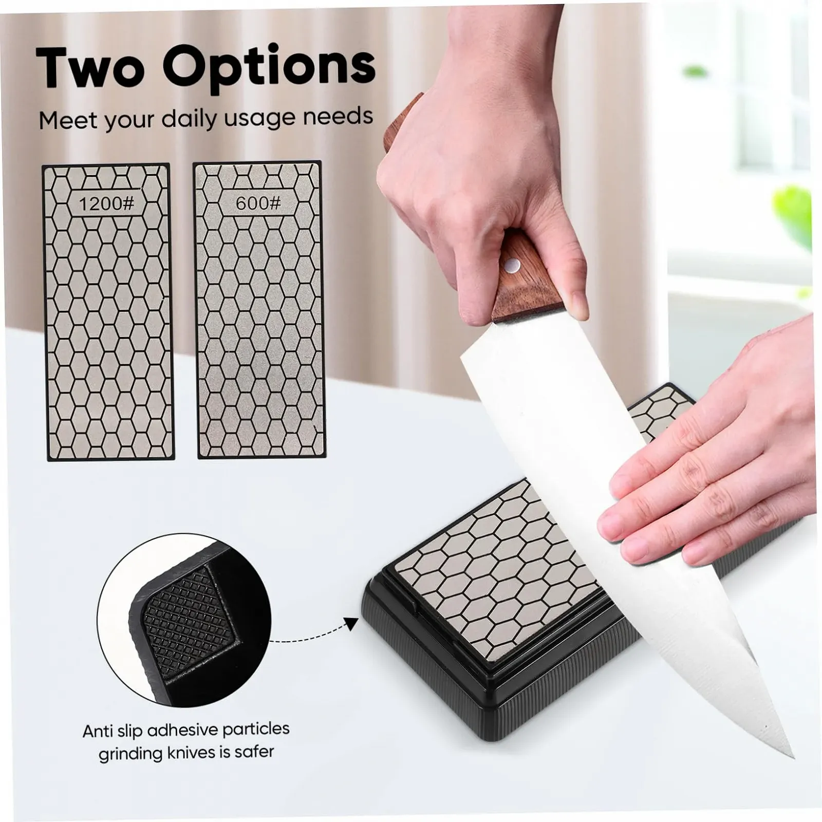 Точильний камінь Gadpiparty алмазний двосторонній з грубою та дрібною зернистістю нековзна основа портативний, фото №5
