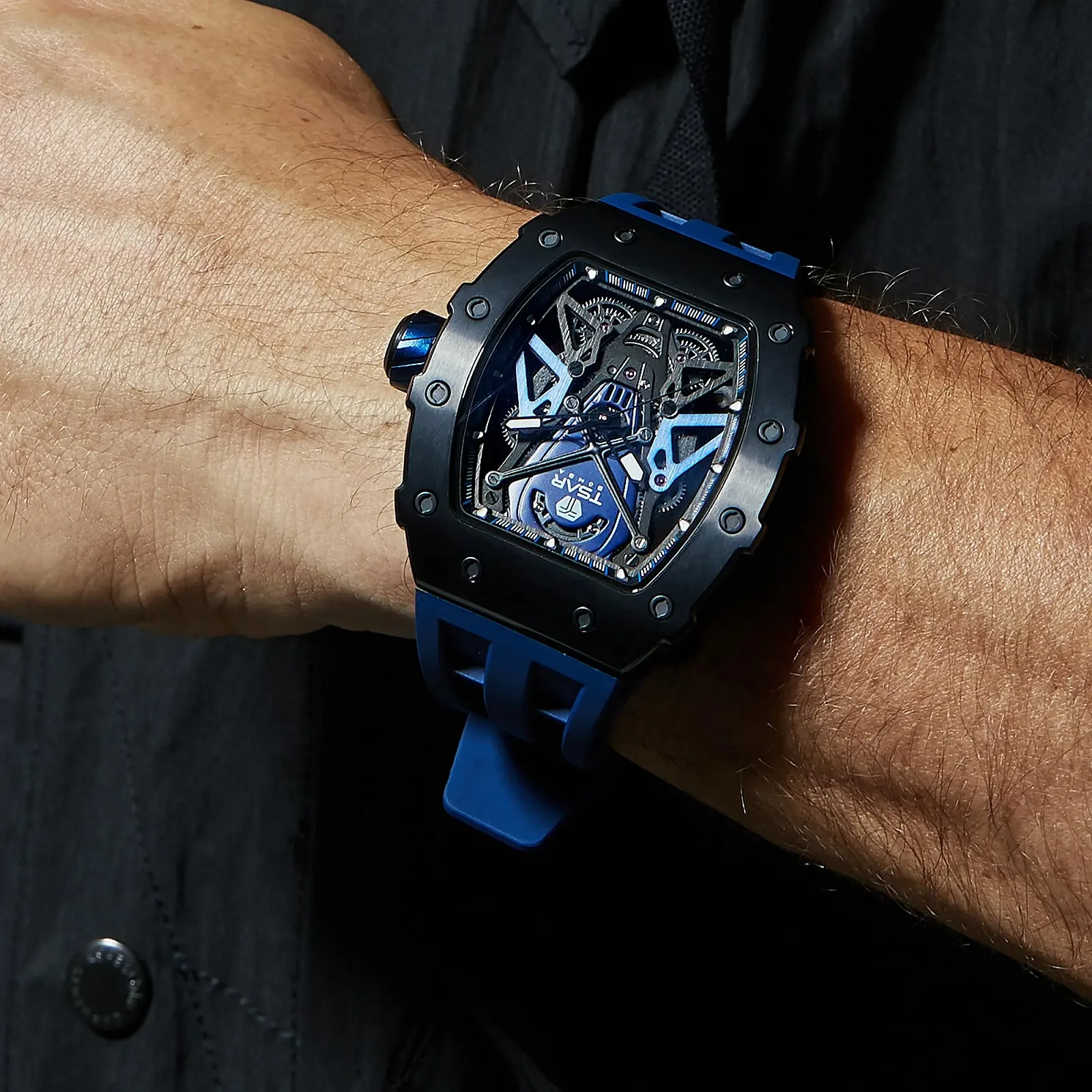 Мужские Автоматические Часы Tonneau Skeleton TSAR BOMBA Водонепроницаемые до 50 м Аналоговые Механические Дайвинг Квадратные Hollow Японский Механизм Сапфировое Зеркало Силиконовый Ремешок, фото №3 Мужские Автоматические Часы Tonneau Skeleton TSAR BOMBA Водонепроницаемые до 50 м Аналоговые Механические Дайвинг Квадратные Hollow Японский Механизм Сапфировое Зеркало Силиконовый Ремешок, фото №3