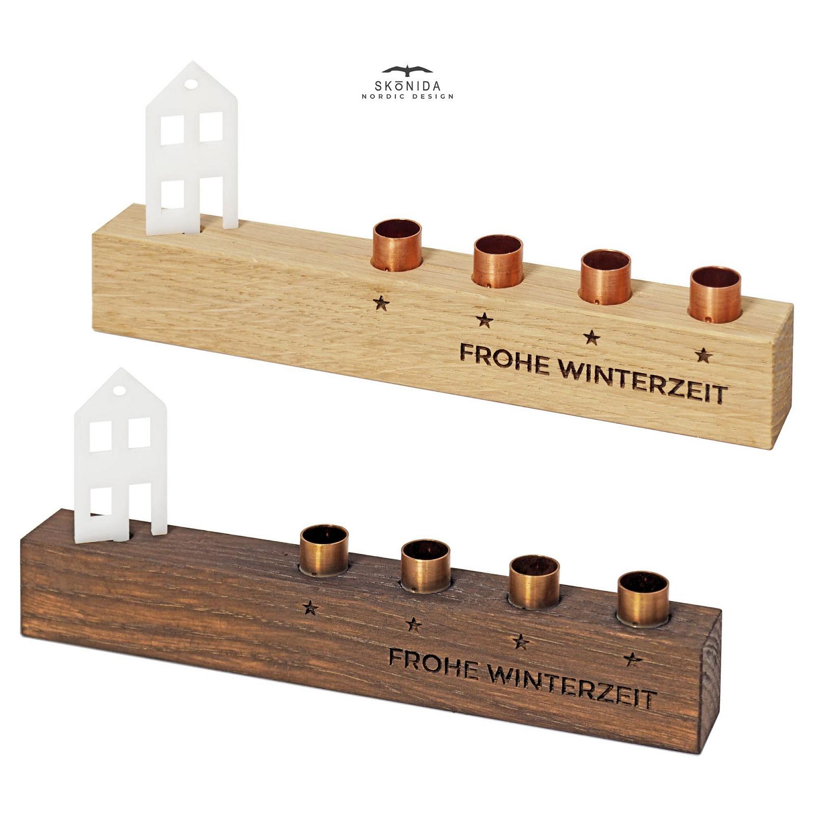 Свечник деревянный Advent Light для 4 деревянных свечей свечная полоска альтернатива рождественскому венку дубовый, фото №6