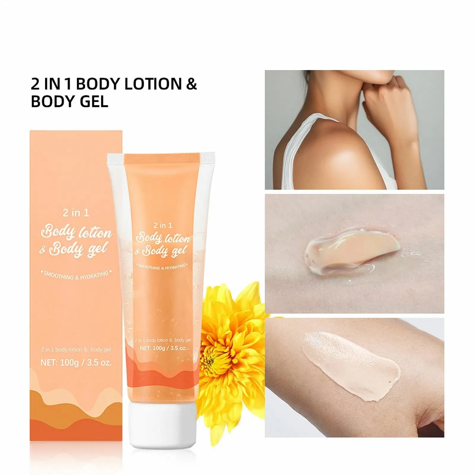Гель-лосьон для тела, лосьон для сухой кожи, увлажняющий гель для кожи 2-в-1, успокаивающий лосьон для кожи с двойной тубой, увлажняющее восстанавливающее средство для тела с длительным сроком годности, 100 г, фото №7