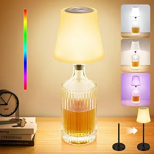 Настільна лампа LED Бездротова IP54 Акумуляторна для пляшок 7 режимів 5200 mAh Біла - Фото 1