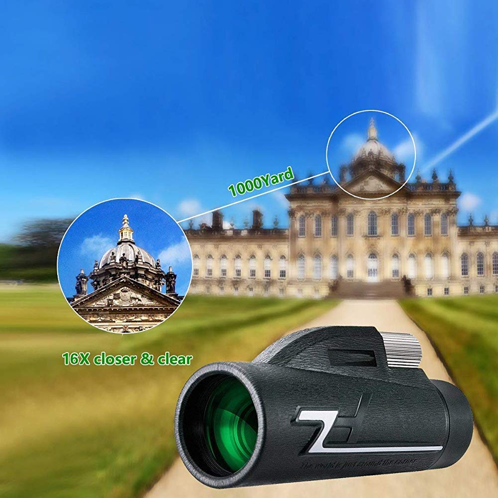 HD Durable Powerful 16x50 Монокуляр Телескоп Bak4 Prism Водонепроникний Проти туману Монокулярний приціл штатив тримач для телефону ідеально для птахів, фото №4