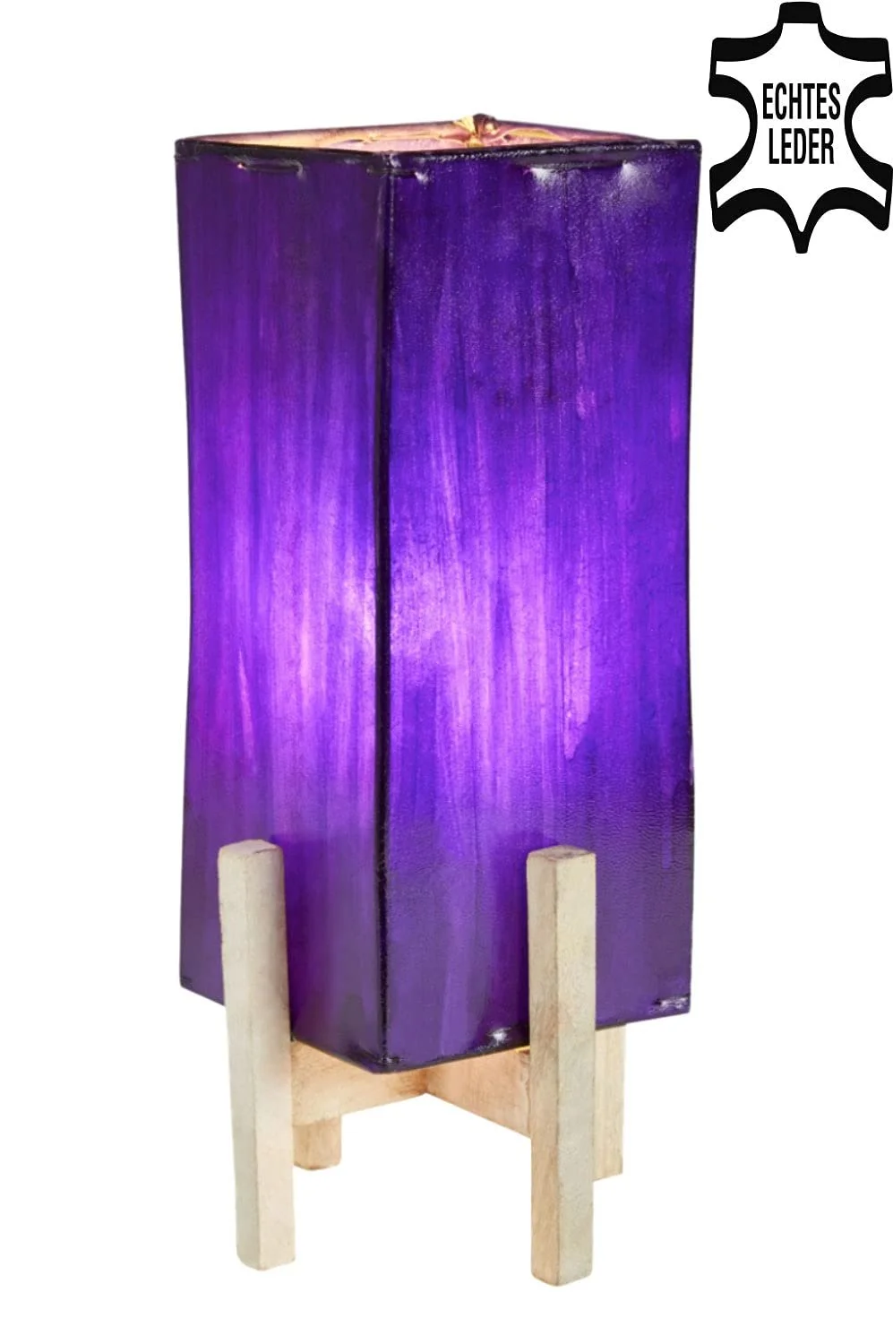 Настільна лампа Janka шкіряна фіолетова з білим каркасом 39 см набір з 2 шт, фото №2