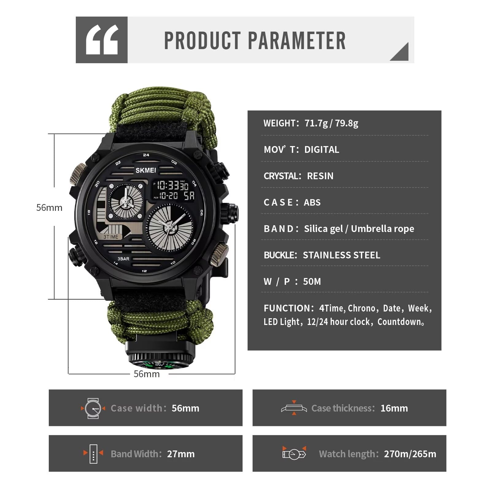 Часы Findtime Digital Stopwatch Мужские Водостойкие Хронограф Большие Черные, фото №7