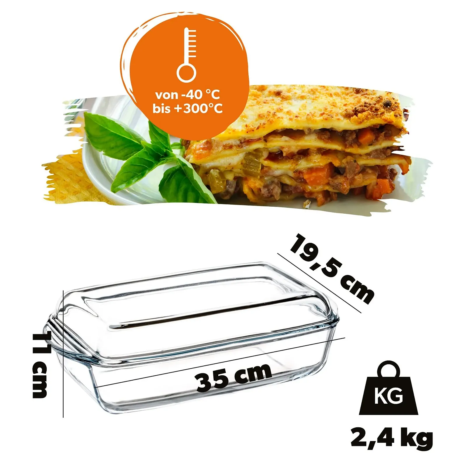 Форма для запікання KADAX з термостійкого скла з кришкою та ручками Прозора, фото №4