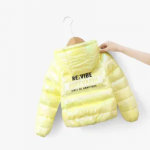 Детская куртка с капюшоном с металлическим блеском, теплая зимняя стеганая куртка, компактная synthetic.ua - Фото 1