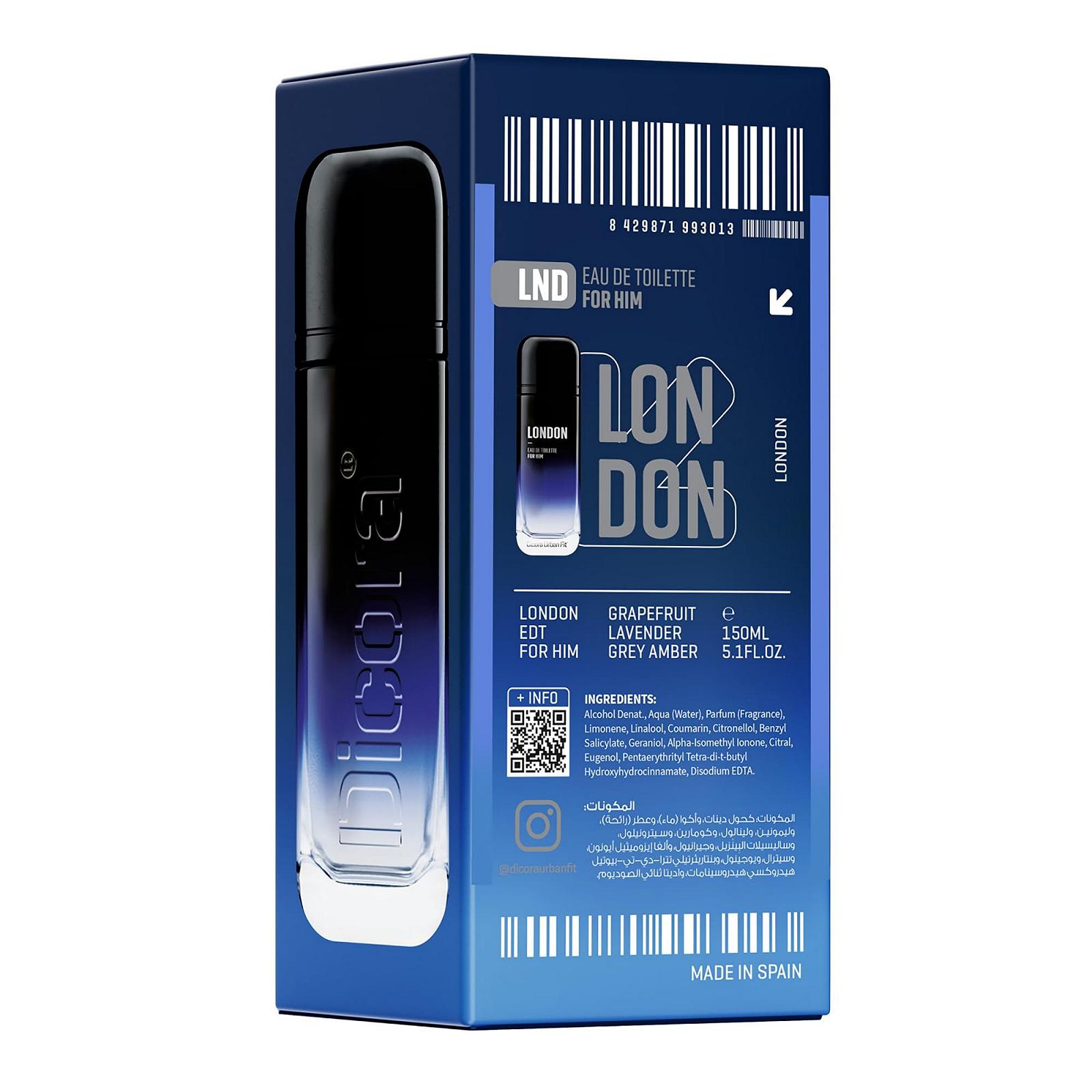 Туалетная вода Dicora Urban Fit London Sea Notes, Grapefruit, Lavender and Amber, Grey, 150 мл, фото №4