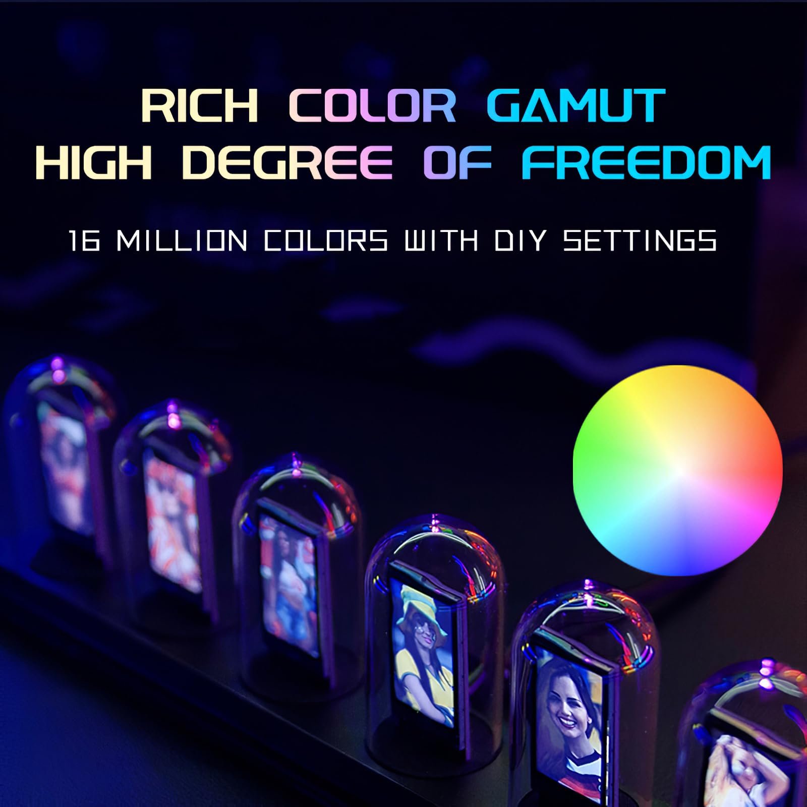 Годинник з газорозрядним індикатором Vastarry Nixie Tube, IPS кольоровий екран, цифровий годинник DIY, аналогова цифрова трубка, WiFi, настільний цифровий годинник, декоративний подарунок (401), фото №5