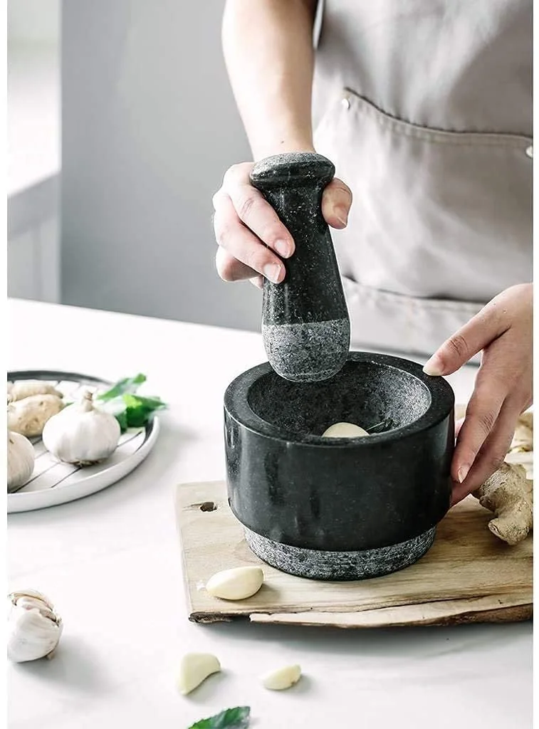 Ступка з товкачиком з полірованого мармуру для гуакамоле Міцна, велика та елегантна, фото №5