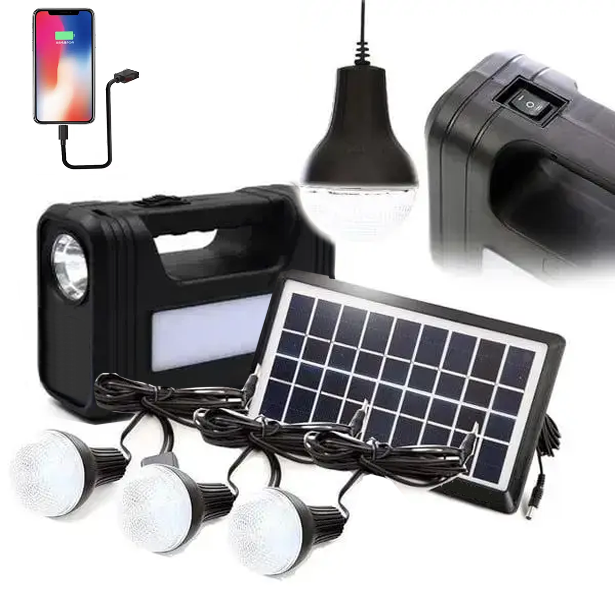 Портативний світлодіодний лампочка станції на сонячній батареї Power Bank 8017-3, фото №1 Портативний світлодіодний лампочка станції на сонячній батареї Power Bank 8017-3, фото №1