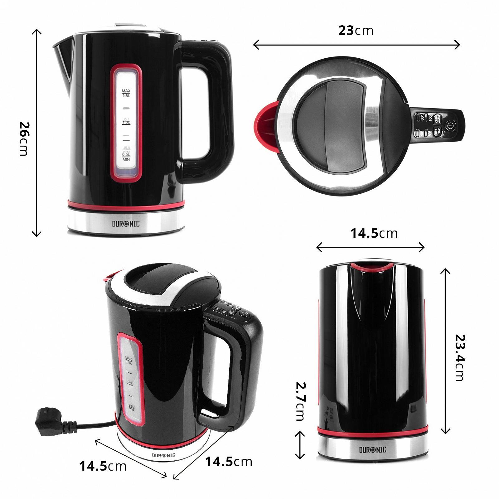 Электрочайник Duronic EK30 3000 Вт Регулируемая температура 1.5 Л Черный, фото №2