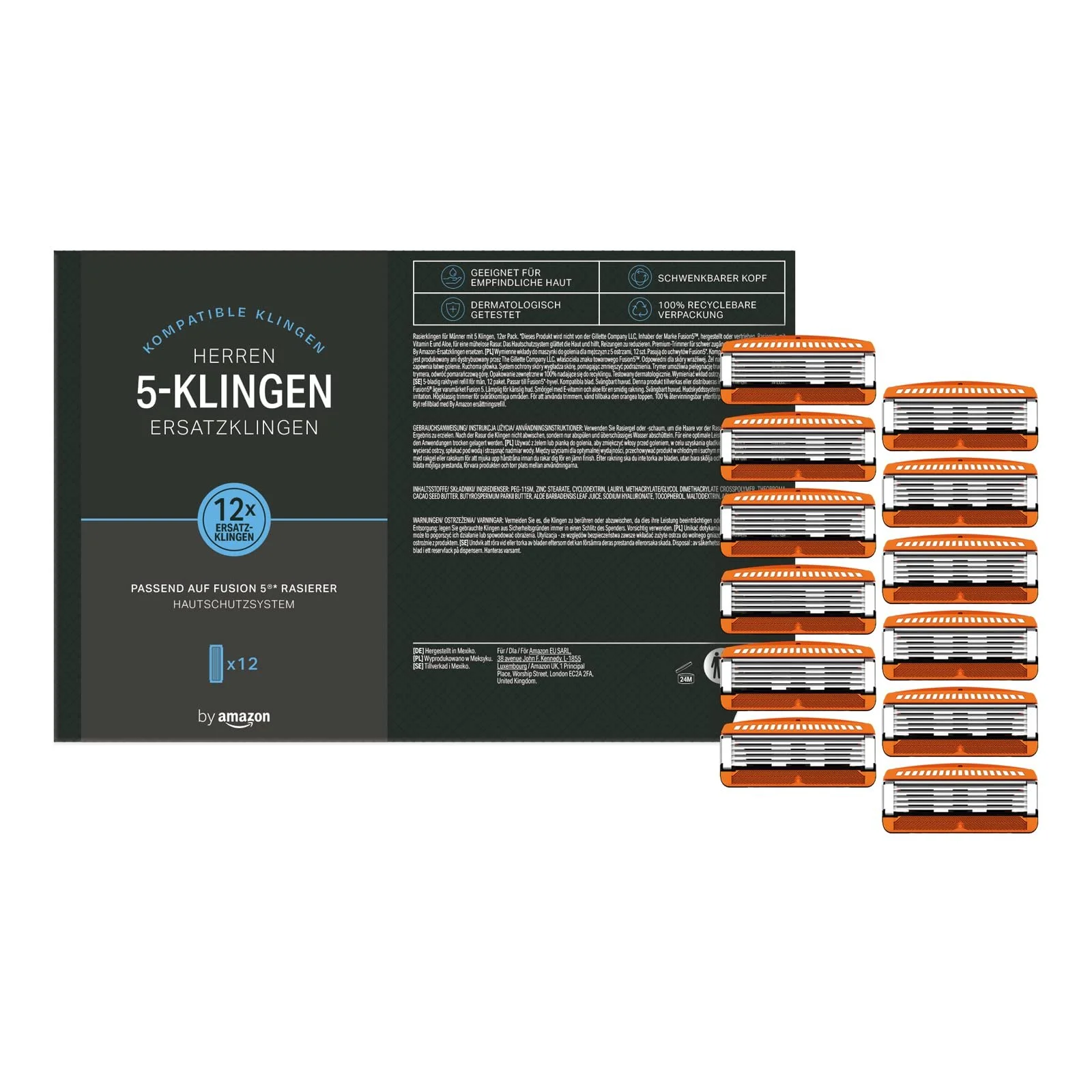 Сменные кассеты Amazon Brand - Solimo RightFit5 3 упаковки по 4 шт., фото №1