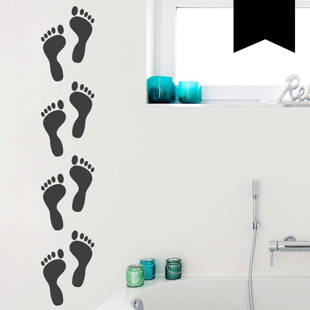 Наклейка на стіну Wandkings Footprints 10 x 11 см 33 кольори Black, фото №1