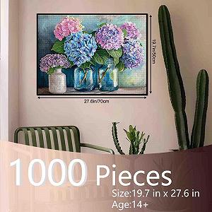 Пазлы Tucocoo Hydrangea Flower Vase Vintage Art 1000 элементов Цветной - Фото 1