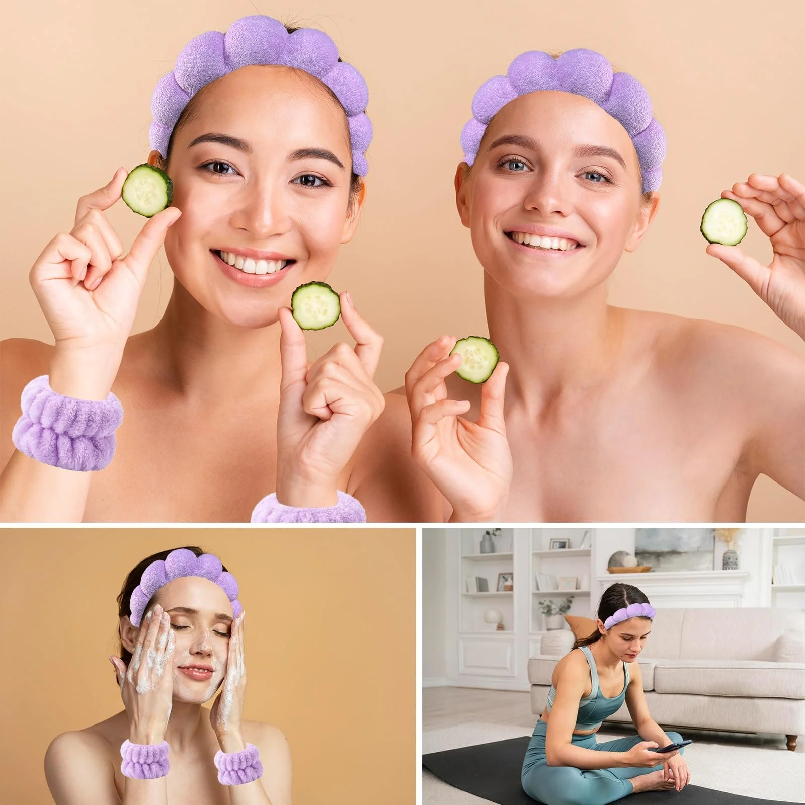 Обруч на голову та набір браслетів для спа, фото №3