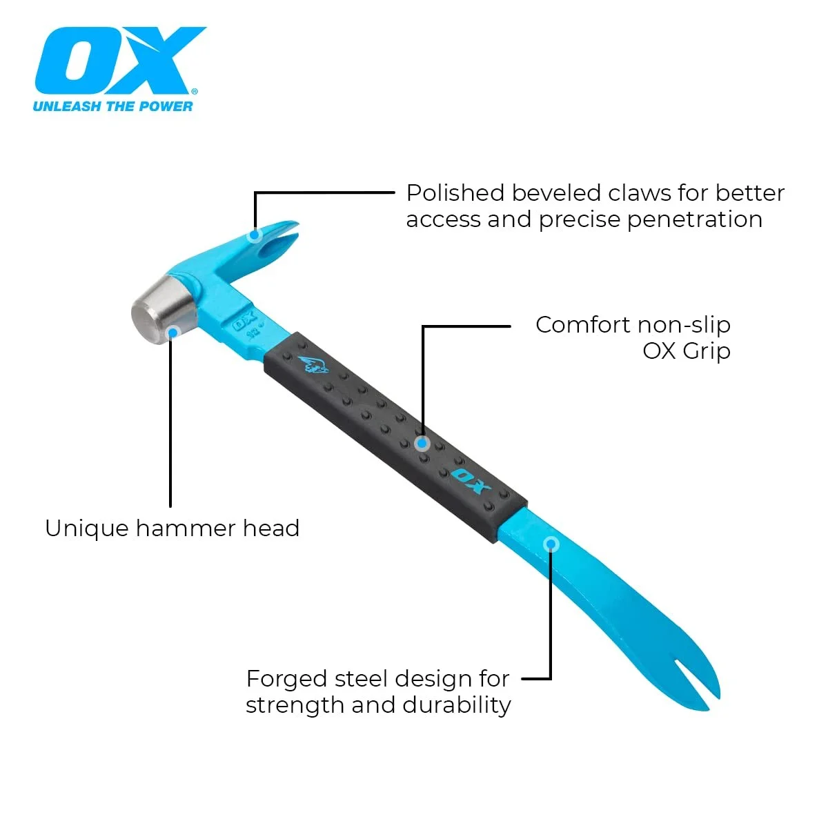 Ломик-гвоздодер OX Pro Series 250 мм закаленная головка нескользящая ручка многоцветный, фото №2
