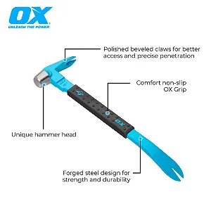 Ломик-гвоздодер OX Pro Series 250 мм закаленная головка нескользящая ручка многоцветный synthetic.ua - Фото 1