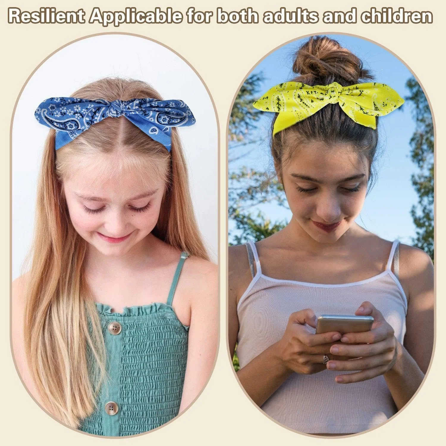 Пов'язка на голову з ретро-принтом (5 шт.), фото №6