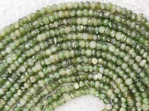 Круглые граненые бусины Кошачий глаз Зеленый 3.5-4 мм - Фото 1