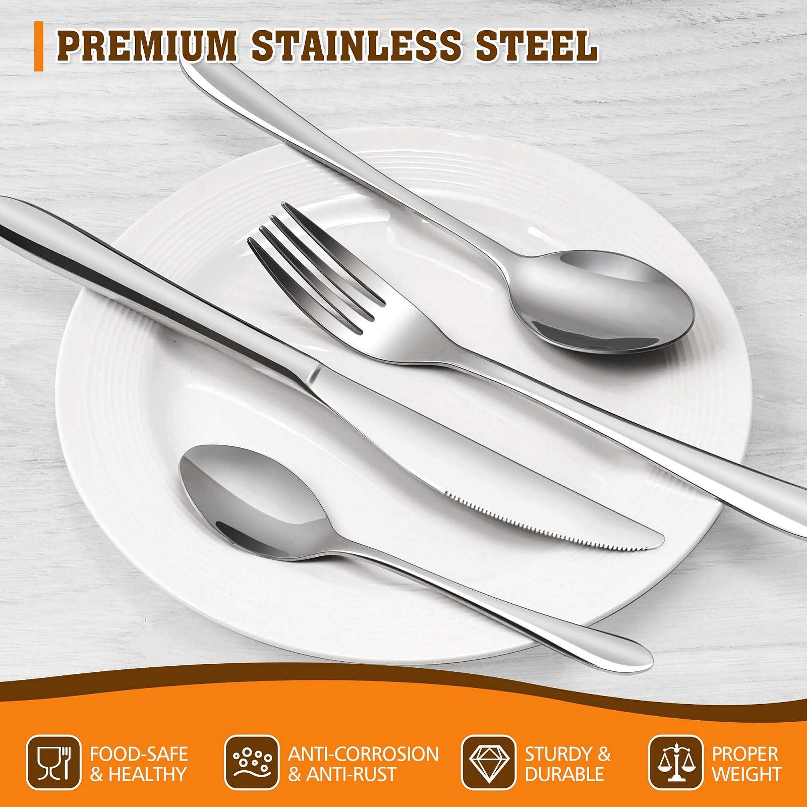 Набор столовых приборов Tieplis, 32 предмета: ножи, вилки, ложки из нержавеющей стали на 8 персон, с зеркальной полировкой, фото №3 Набор столовых приборов Tieplis, 32 предмета: ножи, вилки, ложки из нержавеющей стали на 8 персон, с зеркальной полировкой, фото №3