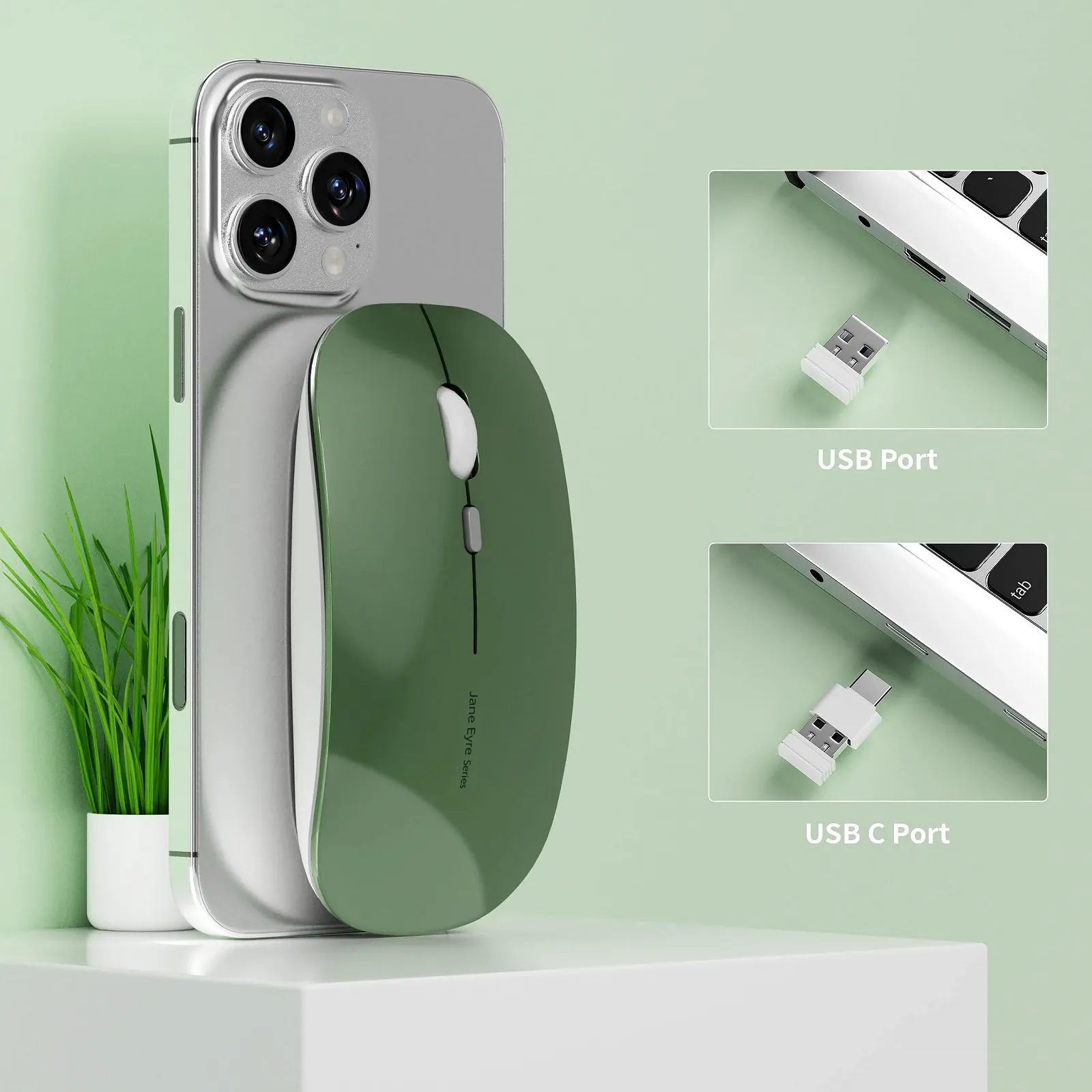 Мышь Беспроводная Uiosmuph Q5 1600 DPI Темно-зеленый, фото №7