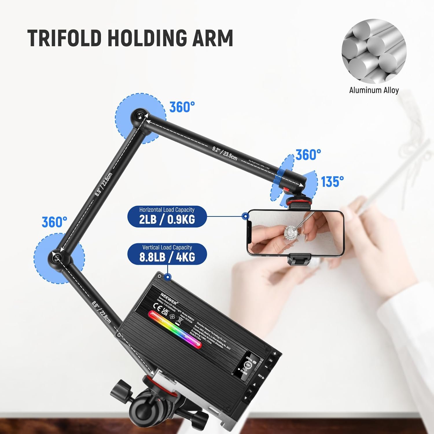 Стійка кронштейн NEEWER TL253A+MH022 Чорна, фото №3