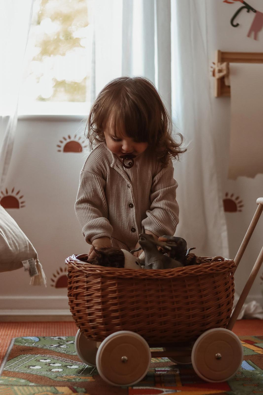 Візок e-wicker24 Wicker Trolley Pendant Basket Doll's Pram Walker Натуральний, фото №3