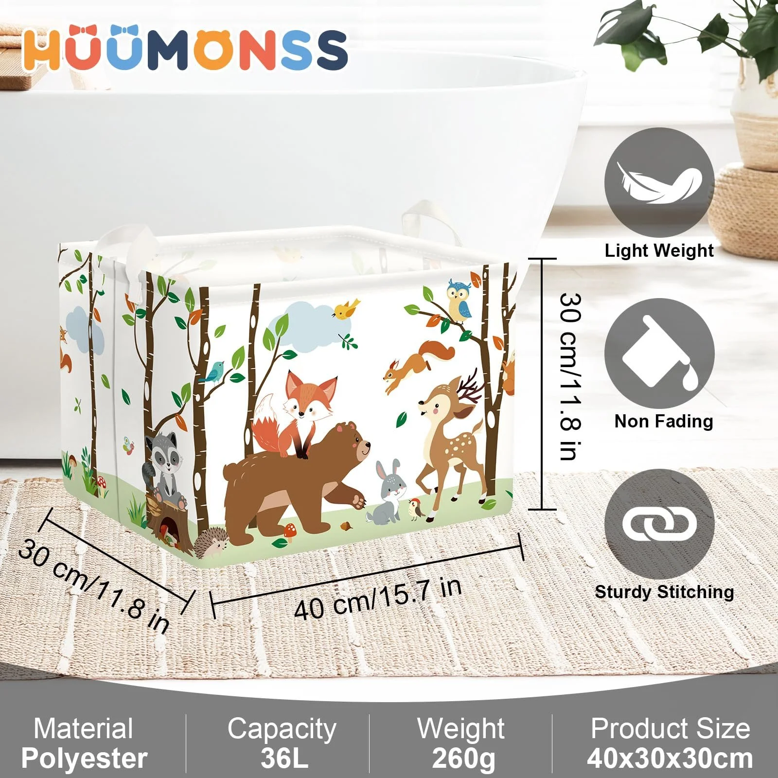 Корзина для игрушек HUUMONSS Детская Лесные звери Складная для мальчиков девочек Большая, фото №6 Корзина для игрушек HUUMONSS Детская Лесные звери Складная для мальчиков девочек Большая, фото №6