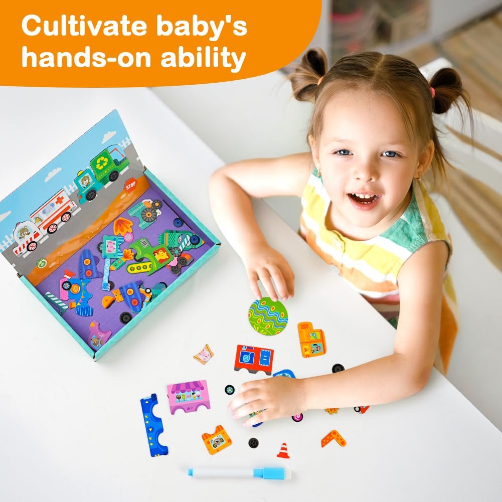 Магнітний пазл Magnetic Vehicle Puzzle Toy для дітей 3-5 років Транспорт, фото №5