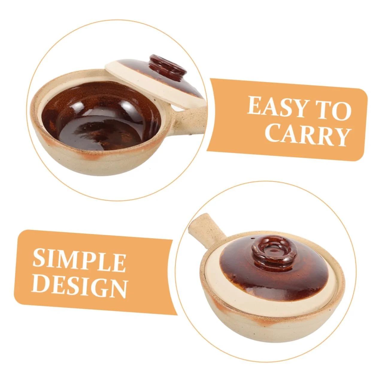 Кастрюля-сотейник VALICLUD Керамическая с крышкой для плиты универсальная, фото №3