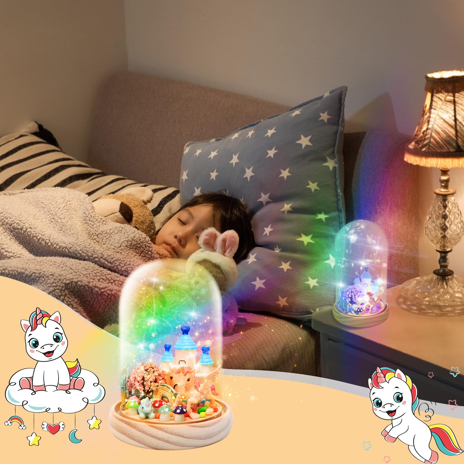 Нічник APODESS 15-Piece Unicorn Children's Room Unicorn Craft Set Gifts for Girls Crafts Unicorn Decoration, фото №5