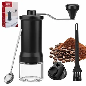 Ручна кавомолка Samamoca з ложкою для кави, 30 рівнів регулювання, високоточна керамічна, портативна для еспресо, пуроверу, френч-пресу, мока, колд брю, кемпінгу та дому - Фото 1