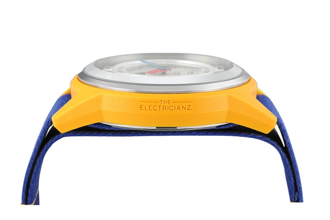 Мужские часы The ElectricianZ CableZ 45 мм Quartz Nylon Electric светло-голубой светло-жёлтый лента, фото №5