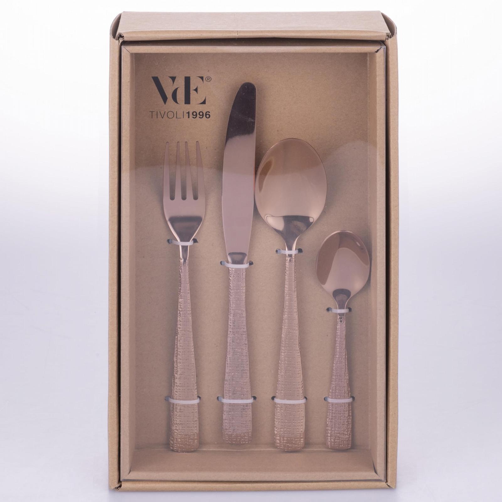 Набор столовых приборов 24 шт. Polished Copper 18/0 Stainless Steel Textured Handle Texture, фото №3 Набор столовых приборов 24 шт. Polished Copper 18/0 Stainless Steel Textured Handle Texture, фото №3