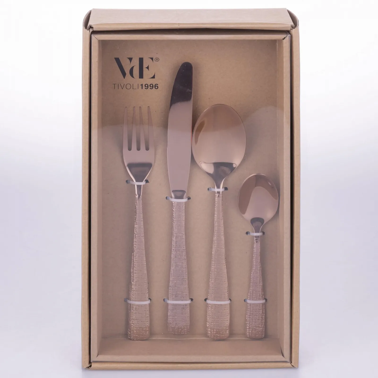 Набір столових приборів 24 шт. Polished Copper 18/0 Stainless Steel Textured Handle Texture, фото №3 Набір столових приборів 24 шт. Polished Copper 18/0 Stainless Steel Textured Handle Texture, фото №3