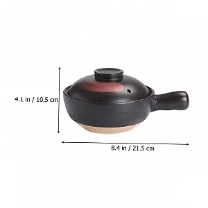 Кастрюля Clay Stew Pot Черный с красным узором энергосберегающая synthetic.ua - Фото 1