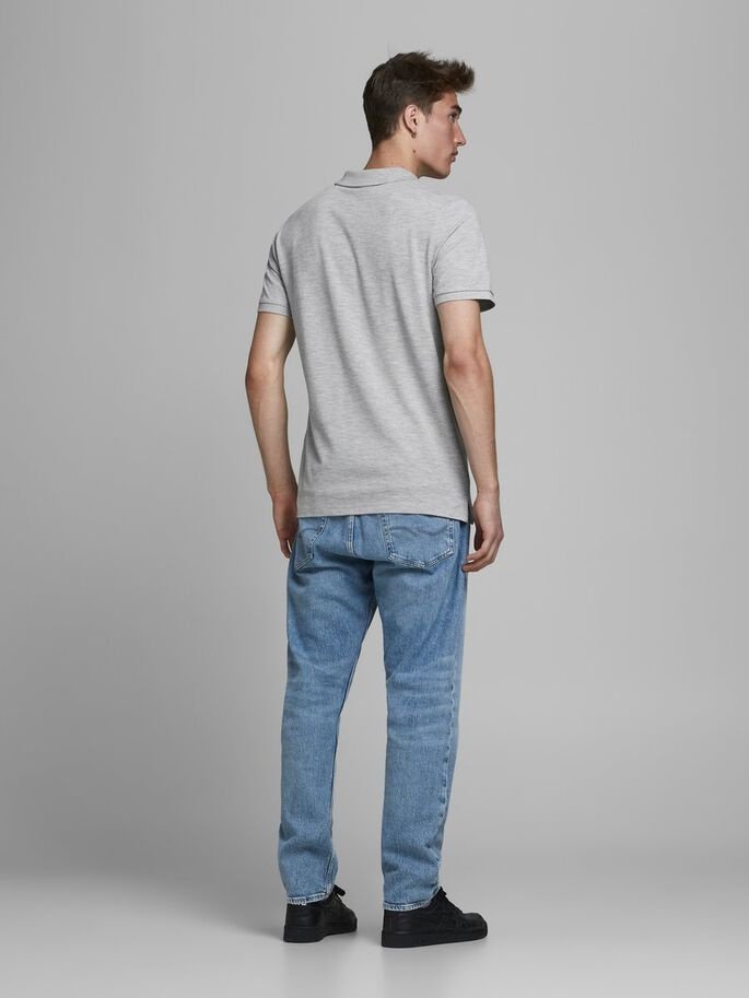 Поло JJHERO POLO SS CAT 12175087  Melange Jack&Jones Сірий XL, фото №5