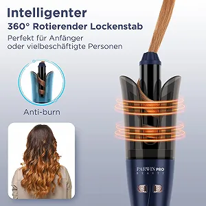 Автоматическая плойка PARWIN PRO BEAUTY 32 мм с керамическим покрытием 100-240 В 4 температурных режима 150-210°C звуковой сигнал 7 с синяя synthetic.ua - Фото 1