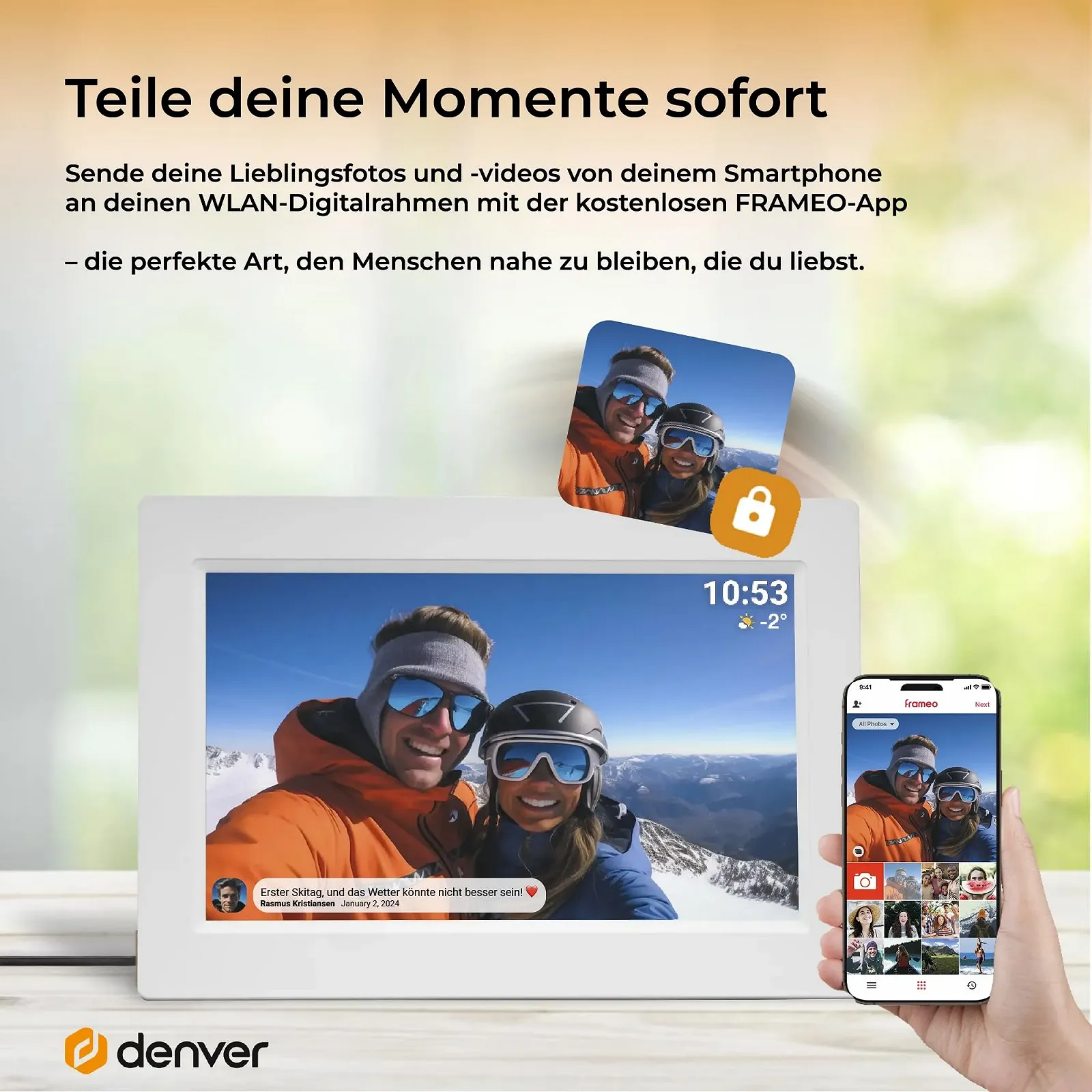 Цифровая фоторамка Denver 10.1 дюйма WiFi Frameo Touchscreen 16 GB USB microSD Белая, фото №2