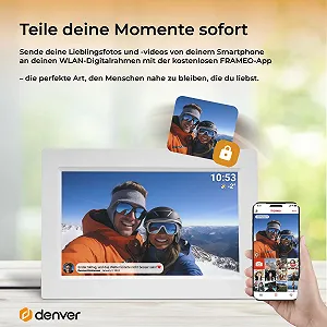 Цифровая фоторамка Denver 10.1 дюйма WiFi Frameo Touchscreen 16 GB USB microSD Белая synthetic.ua - Фото 1