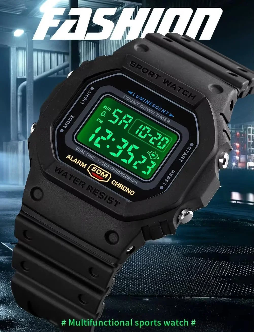 Чоловічий цифровий годинник з підсвічуванням Nicoone, водонепроникний, спортивний, протиударний, фото №3 Чоловічий цифровий годинник з підсвічуванням Nicoone, водонепроникний, спортивний, протиударний, фото №3