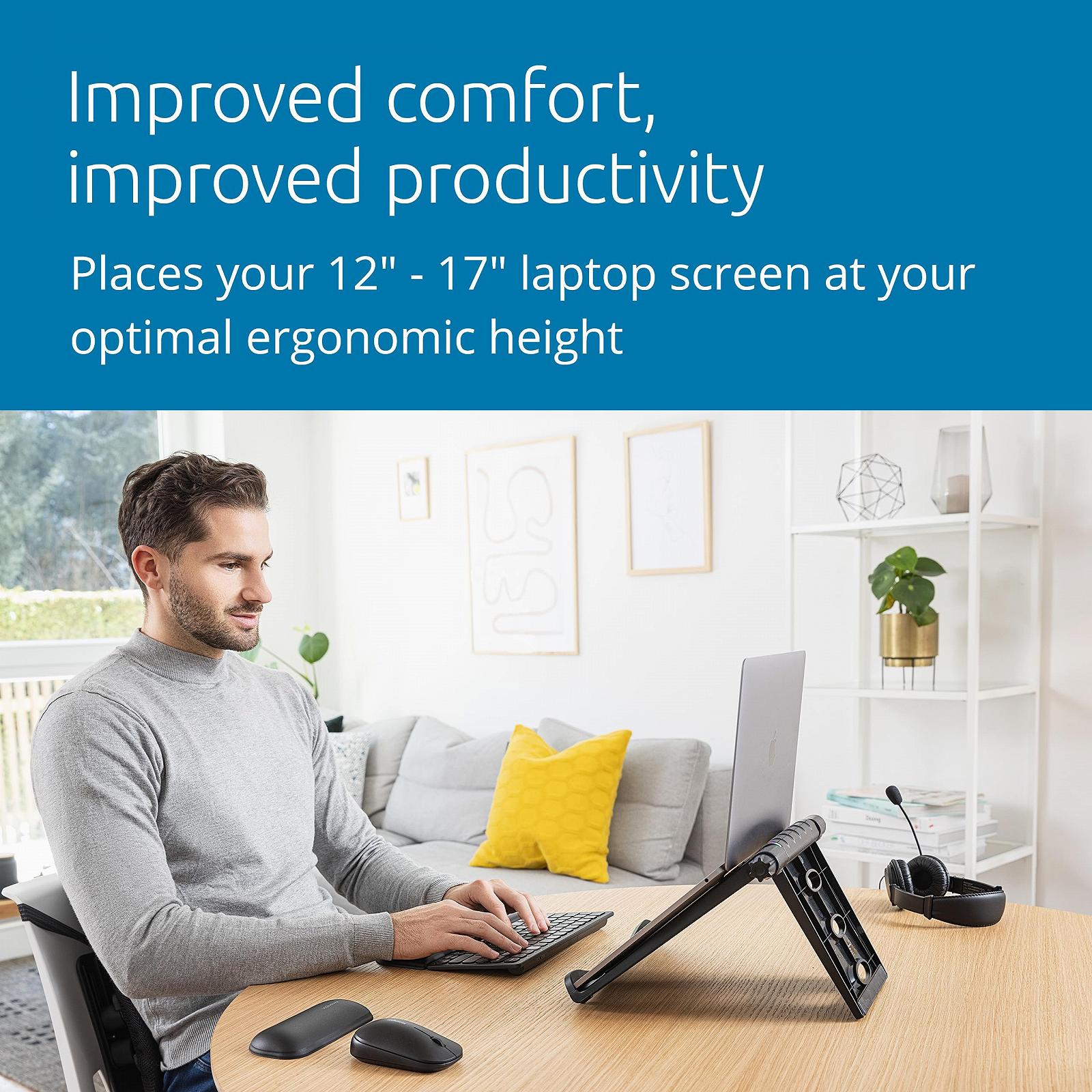 Подставка для ноутбука Kensington Easy Riser Портативная Эргономичная 12"-17" Охлаждающая - Черная (K52788WW), фото №2