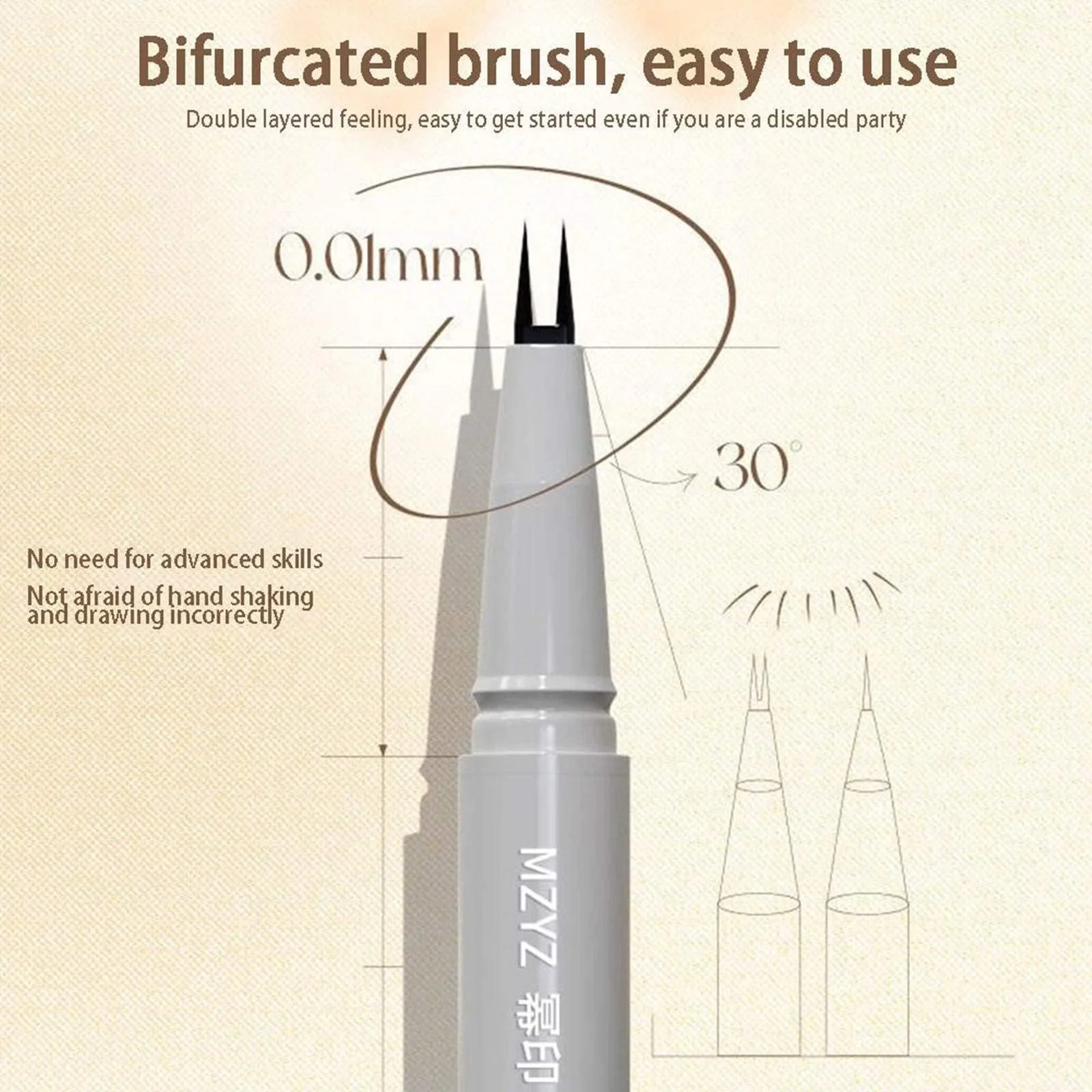 Підводка для вій з подвійним наконечником (чорний+коричневий), фото №2