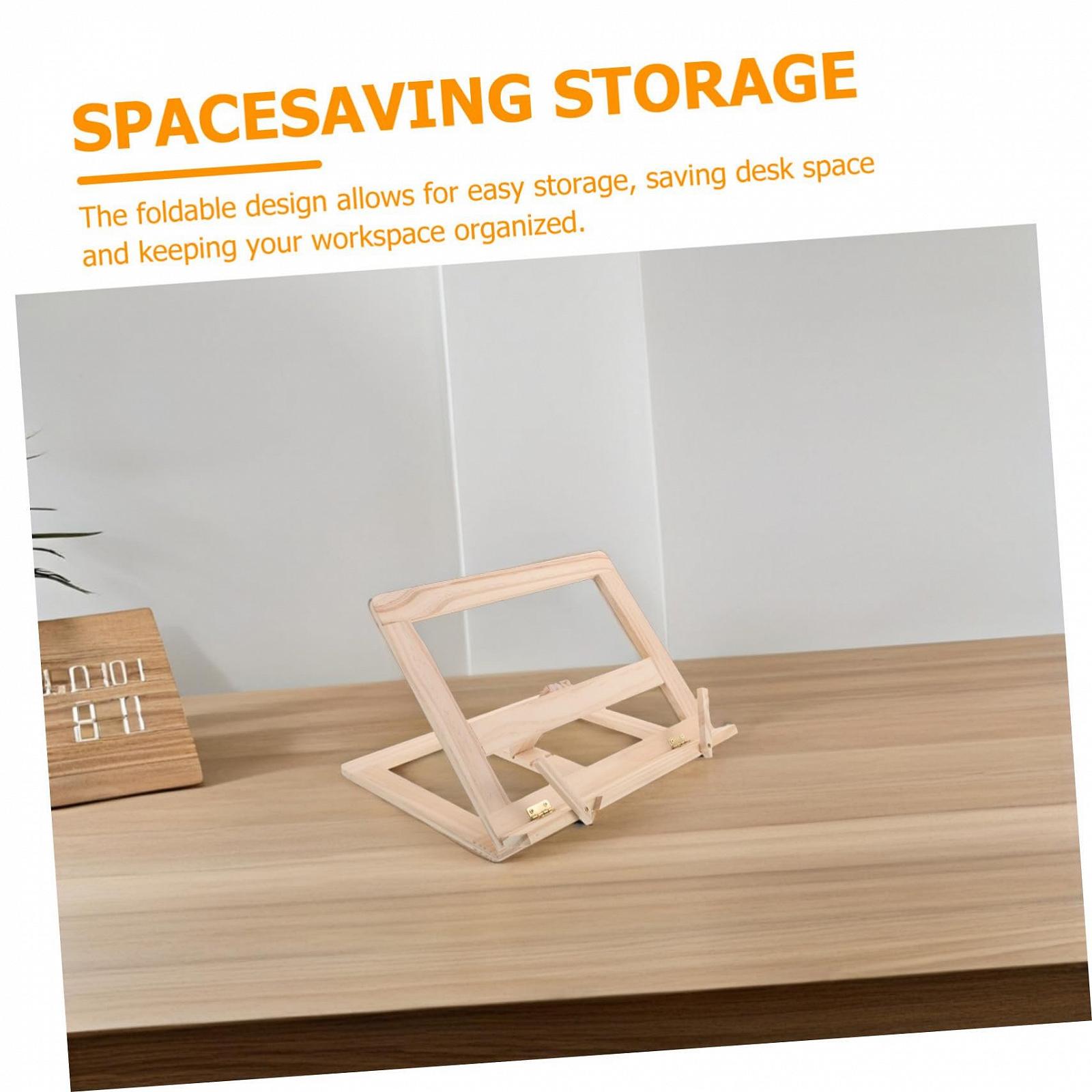Регулируемая деревянная подставка для чтения складная с функцией охлаждения Эргономичная подставка для книг Планшетов и ноутбуков Компактный складной настольный органайзер, фото №8