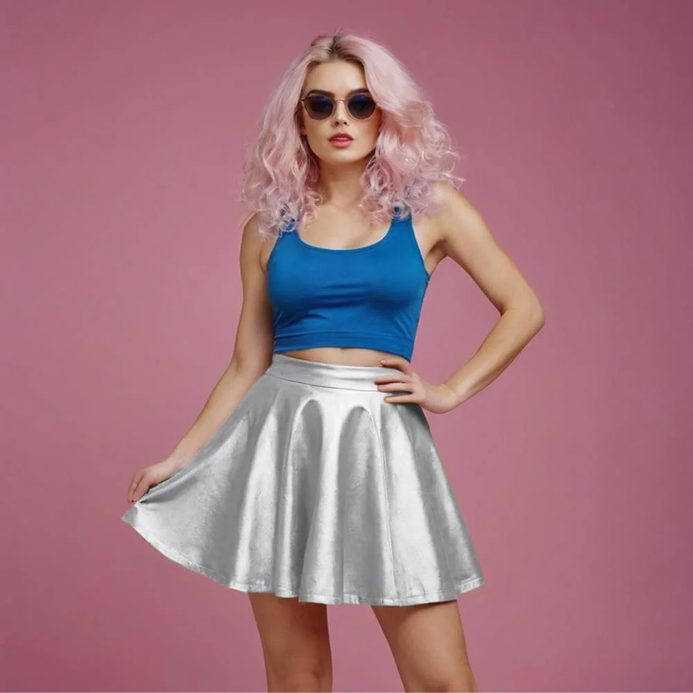 Спідниця Aomig Плісирована Металік Сріблястий, фото №2