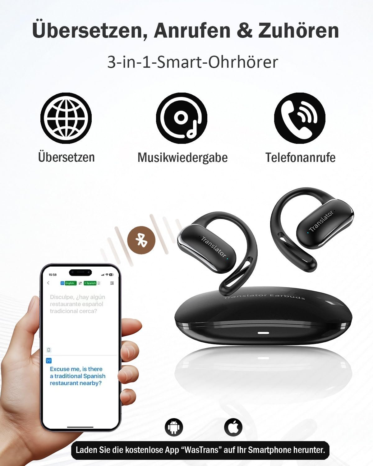 Навушники-перекладачі Ai, без Інтернету, 144 мовами в реальному часі з додатком, фото №3 Навушники-перекладачі Ai, без Інтернету, 144 мовами в реальному часі з додатком, фото №3